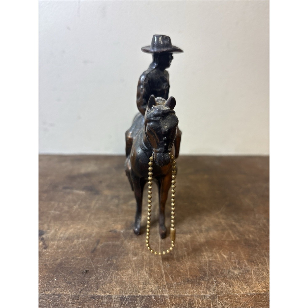 Vtg. Copper Toned Metal Horse and Cowboy-5.5" Cowboy to Hoofs - Picture 5 of 6